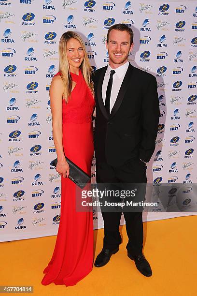 Pat McCabe and Tammy Farrell arrive ahead of the 2014 John Eales Medal at Royal Randwick Racecourse on October 23, 2014 in Sydney, Australia.