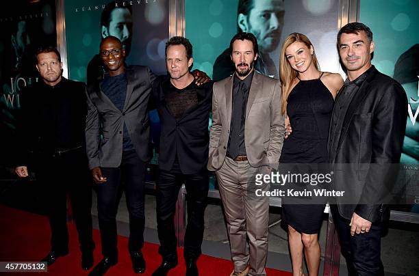 Producer/director David Leitch, actors Lance Reddick, Dean Winters, Keanu Reeves, Adrianne Palicki and director Chad Stahelski arrive at a screening...