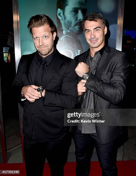 Producer/director David Leitch and director Chad Stahelski arrive at a screening of Lionsgate Films' "John Wick" at the Arclight Theatre on October...