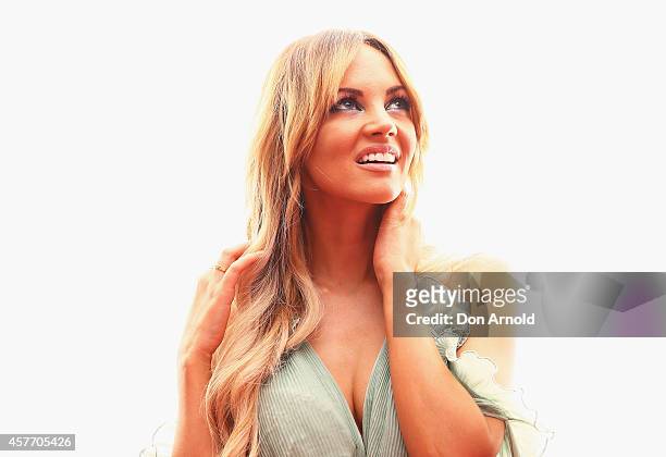 Samantha Jade poses at Alice McCall's 10th anniversary party on October 23, 2014 in Sydney, Australia.