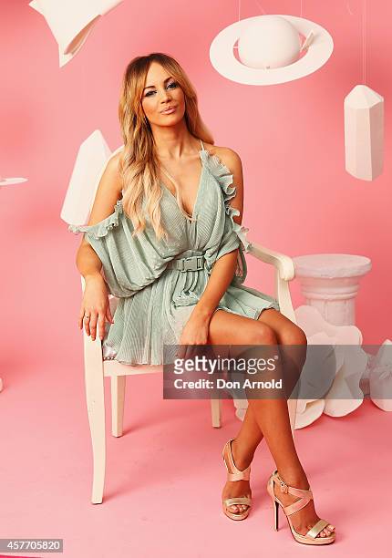 Samantha Jade poses at Alice McCall's 10th anniversary party on October 23, 2014 in Sydney, Australia.