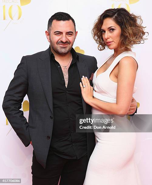 Steven Khalil and Zoe Marshall arrive at Alice McCall's 10th anniversary party on October 23, 2014 in Sydney, Australia.