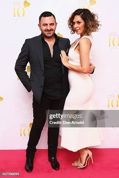 Steven Khalil and Zoe Marshall arrive at Alice McCall's 10th anniversary party on October 23, 2014 in Sydney, Australia.