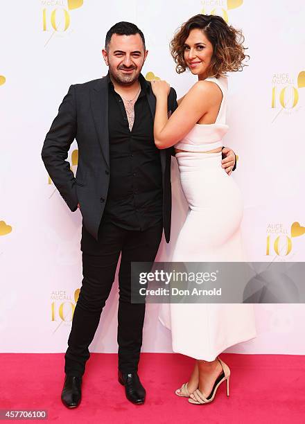 Steven Khalil and Zoe Marshall arrive at Alice McCall's 10th anniversary party on October 23, 2014 in Sydney, Australia.