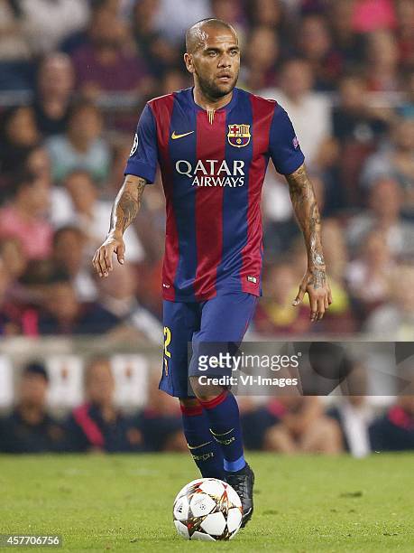 Dani Alves of FC Barcelona during the group F Champions League match between Barcelona and Ajax Amsterdam on October 21, 2014 at Camp Nou stadium in...