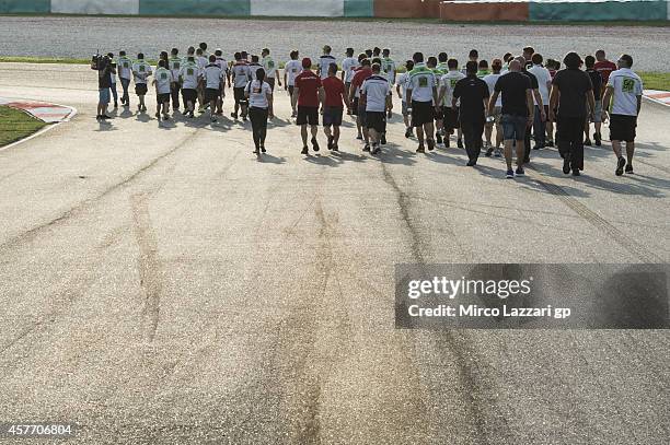 General view during the ceremony of the "track walk to turn 11 to commemorate the life of Marco Simoncelli" during the MotoGP Of Malaysia - Preview...