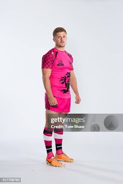 Paul Rowley of London Welsh poses for a picture during the London Welsh Photocall at Old Deer Park on August 29, 2014 in Richmond Upon Thames,...