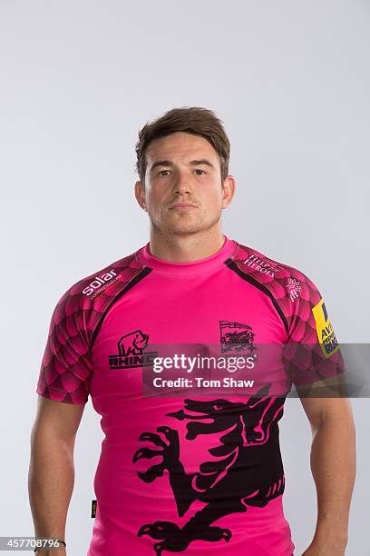 Alex Davies of London Welsh poses for a picture during the London Welsh Photocall at Old Deer Park on August 29, 2014 in Richmond Upon Thames,...