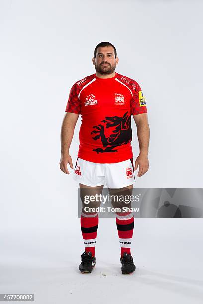 Pablo Henn of London Welsh poses for a picture during the London Welsh Photocall at Old Deer Park on August 29, 2014 in Richmond Upon Thames, England.