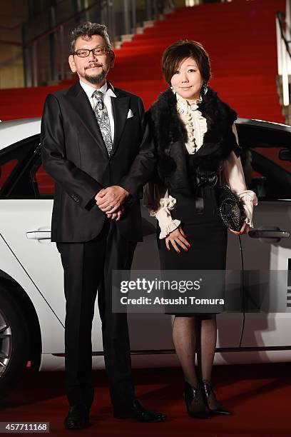 Director Hideaki Anno and Manga Artist Moyoko Anno arrive at the opening ceremony during the 27th Tokyo International Film Festival at Roppongi Hills...