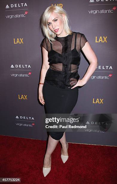 Singer Natasha Bedingfield attends Delta Air Lines And Virgin Atlantic red carpet event celebrating new direct route between LAX and Heathrow...