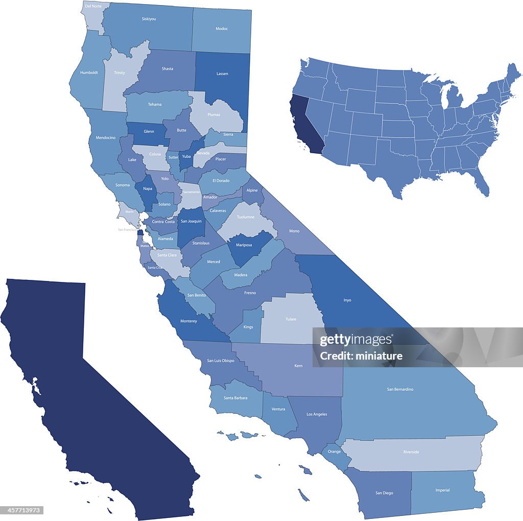 California & counties Karte
