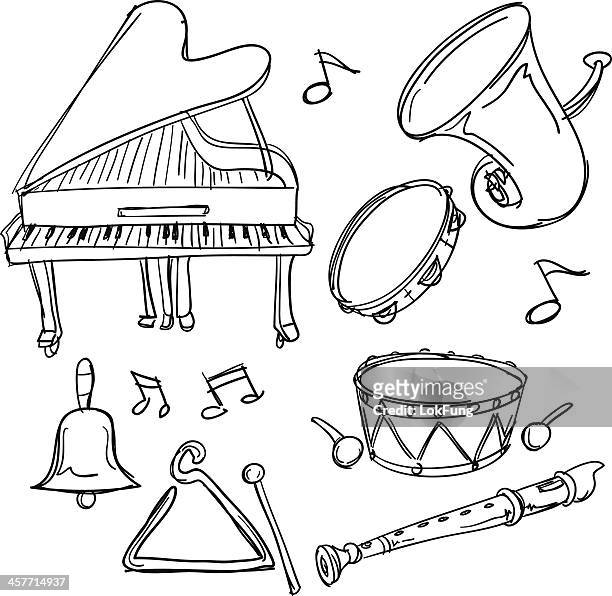 musical instrument collection in sketch style - tambourine 幅插畫檔、美工圖案、卡通及圖標