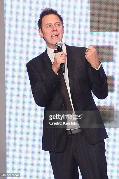 Director James Gunn speaks during the opening ceremony during the 27th Tokyo International Film Festival at Roppongi Hills on October 23, 2014 in...