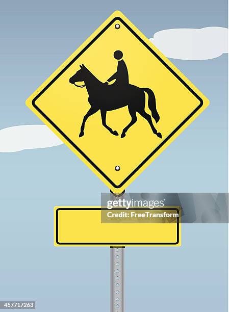 ilustrações, clipart, desenhos animados e ícones de sinal de cruzamento de hipismo - crossing sign