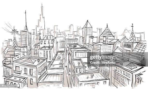 city - horizon urbain stock illustrations