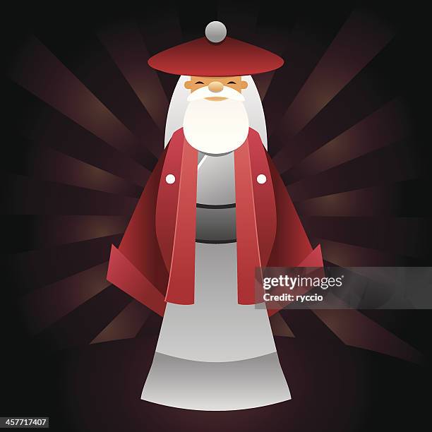 japanese santa - thin moustache stock illustrations