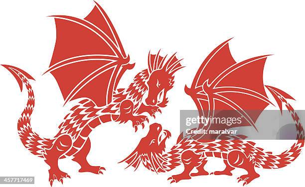 dragon fighter - flying lizard stock illustrations
