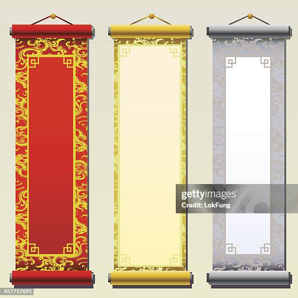 three message board in chinese style - three empty frames stock illustrations