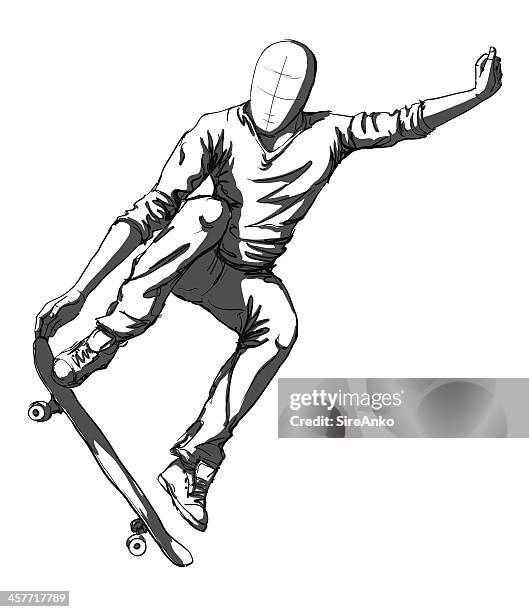 skateboarding - boy reaching stock illustrations