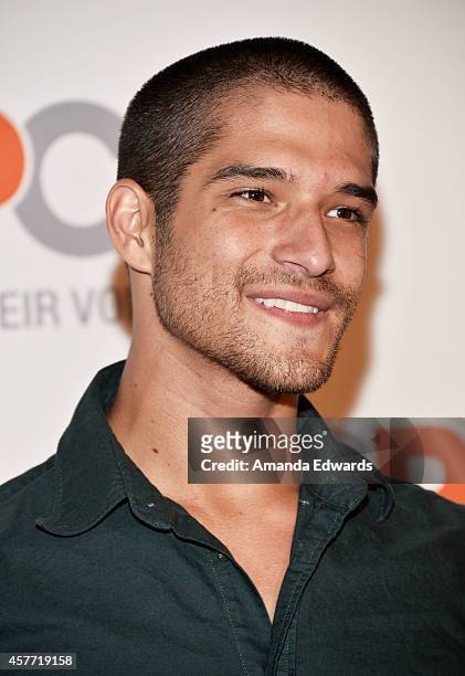 Actor Tyler Posey arrives at the ASPCA cocktail party honoring Kaley Cuoco-Sweeting and Nikki Reed with ASPCA Compassion Awards at a private...