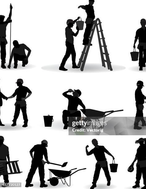 ilustraciones, imágenes clip art, dibujos animados e iconos de stock de trabajador de construcción - construction worker