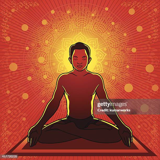 meditation - good posture sitting stock illustrations