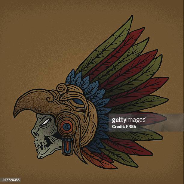 stockillustraties, clipart, cartoons en iconen met undead aztec warrior - azteeks