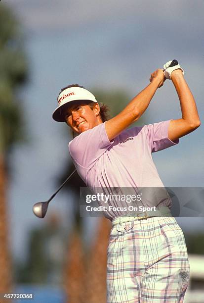 Women's golfer Beth Daniel in action during tournament play circa 1990.