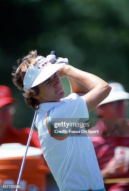 Women's golfer Beth Daniel in action during tournament play circa 1990.