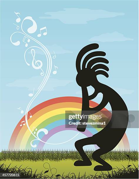 kokopelli rainbow - kokopelli stock illustrations