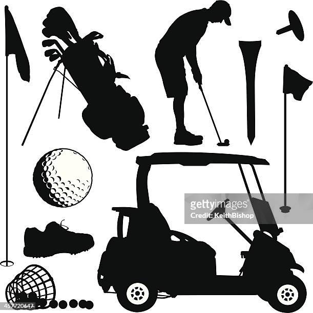 golf equipment and golfer - individual sport - golf bag stock illustrations