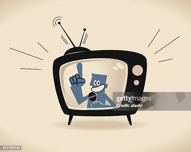 ilustraciones, imágenes clip art, dibujos animados e iconos de stock de presentador de televisión - insight tv