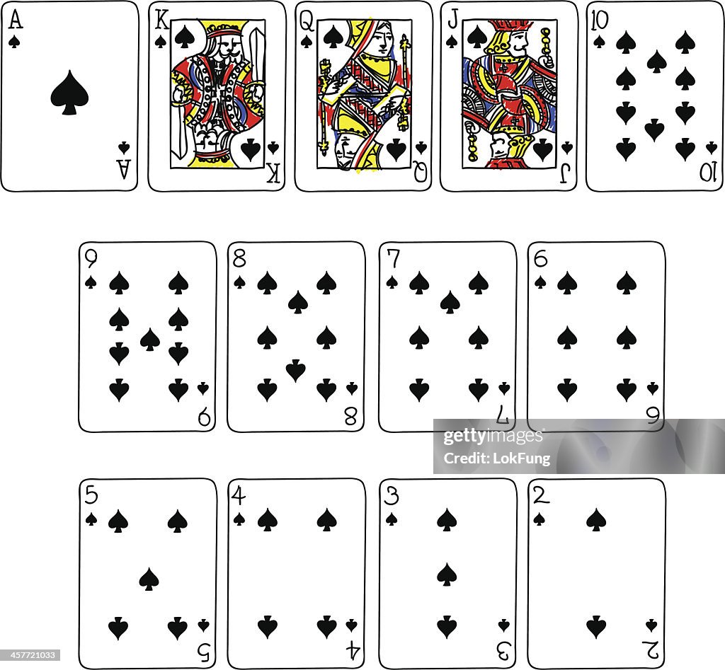 Spade Suit Playing cards in cartoon style