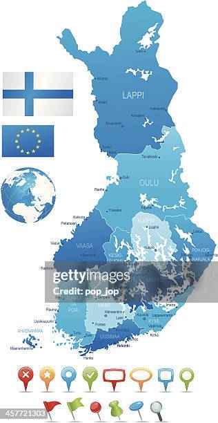 stockillustraties, clipart, cartoons en iconen met finland - highly detailed map - helsinki