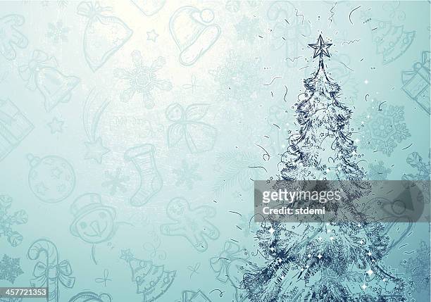 christmas background - gingerbread man sketch stock illustrations