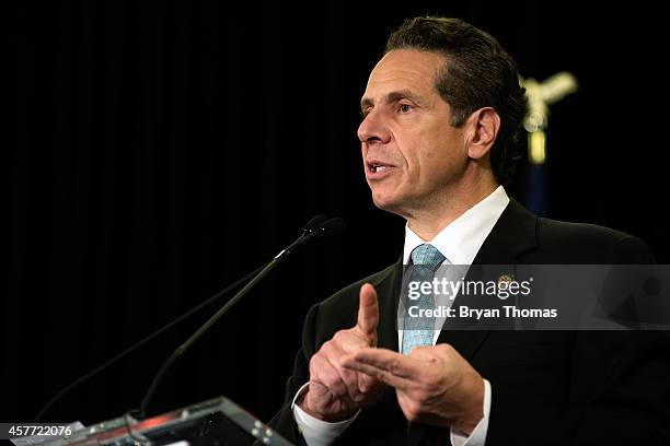 Incumbent New York Governor Andrew Cuomo speaks during a "Women for Cuomo" campaign event on October 23, 2014 at the Grand Hyatt Hotel in New York,...