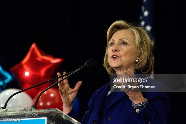 Former U.S. Secretary of State and U.S. Sen. Hillary Rodham Clinton speaks during a "Women for Cuomo" campaign event on October 23, 2014 at the Grand...