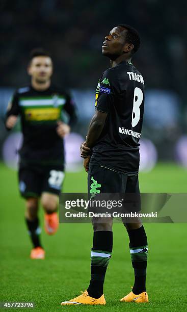 Ibrahima Traore of Borussia Moenchengladbach celebrates as he scores their first goal during the UEFA Europa League group stage match between...