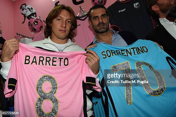 Edgar Barreto and Stefano Sorrentino attends the first US Citta di Palermo Official Store opening ceremony on October 23, 2014 in Palermo, Italy.