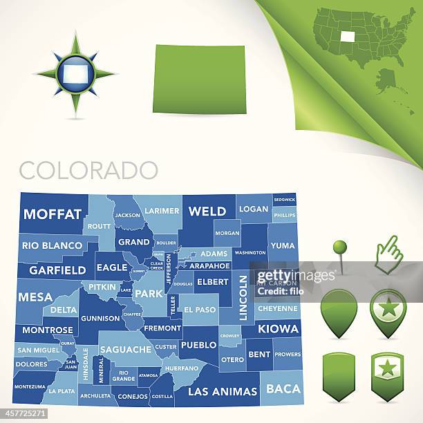 illustrations, cliparts, dessins animés et icônes de colorado comté de carte - broomfield colorado