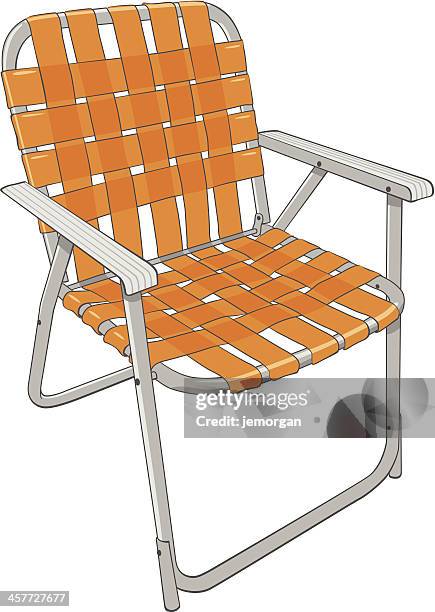 illustrazioni stock, clip art, cartoni animati e icone di tendenza di vintage sedia pieghevole prato - sedia da giardino