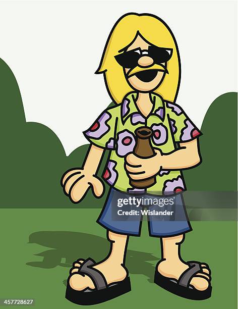 hippie weekend - man flip flops stock illustrations