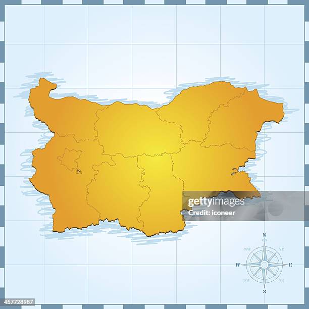 bulgaria retro map - gold border stock illustrations