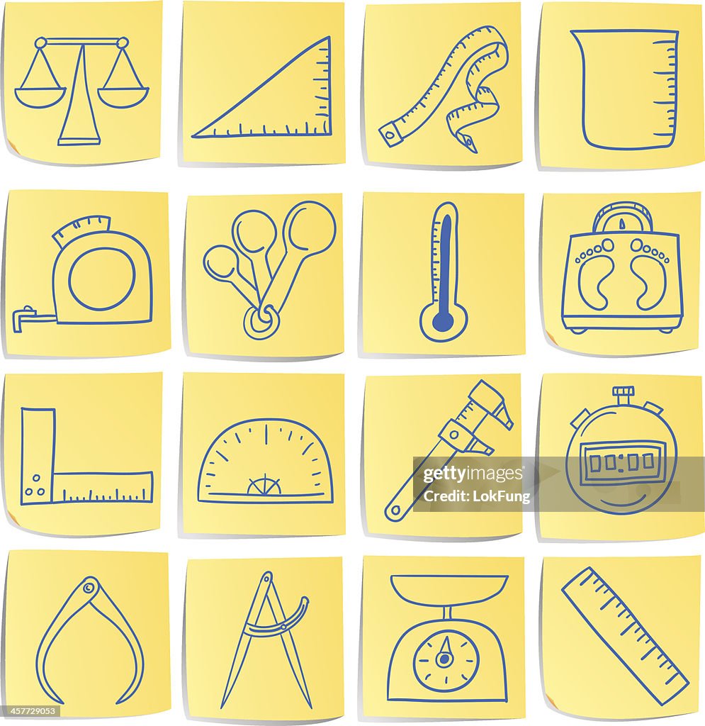 Doodle memo icon set - Measurement