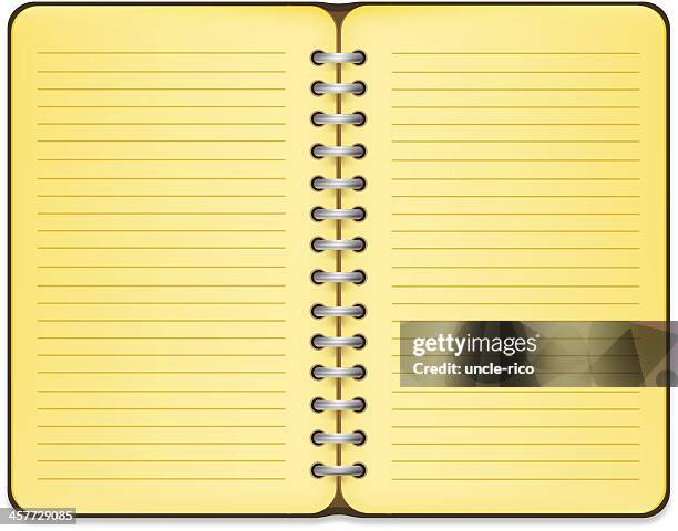 yellow paper spiral notebook - spiral notebook stock illustrations