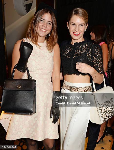 Alix Duvernoy and Eugenie Niarchos attend the Charlotte Olympia 'Handbags for the Leading Lady' launch dinner at Toto's Restaurant on October 23,...