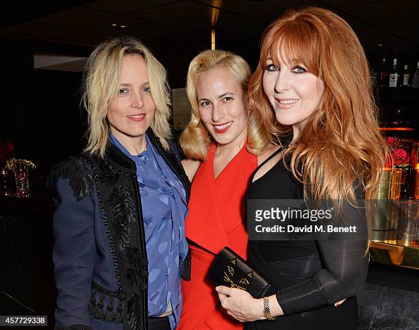 Bay Garnett, Charlotte Olympia Dellal and Charlotte Tilbury attend the Charlotte Olympia 'Handbags for the Leading Lady' launch dinner at Toto's...