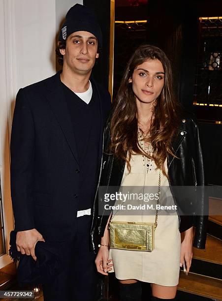 Alex Dellal and Elisa Sednaoui attend the Charlotte Olympia 'Handbags for the Leading Lady' launch dinner at Toto's Restaurant on October 23, 2014 in...