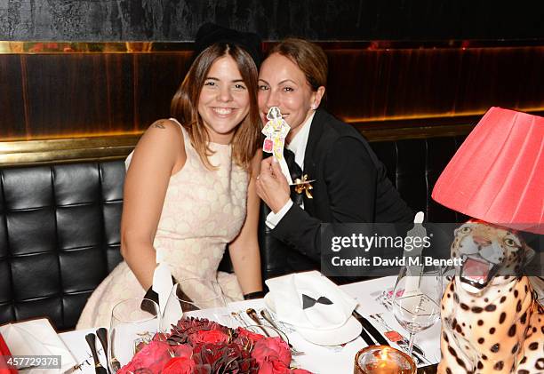 Alix Duvernoy and Andrea Dellal attend the Charlotte Olympia 'Handbags for the Leading Lady' launch dinner at Toto's Restaurant on October 23, 2014...